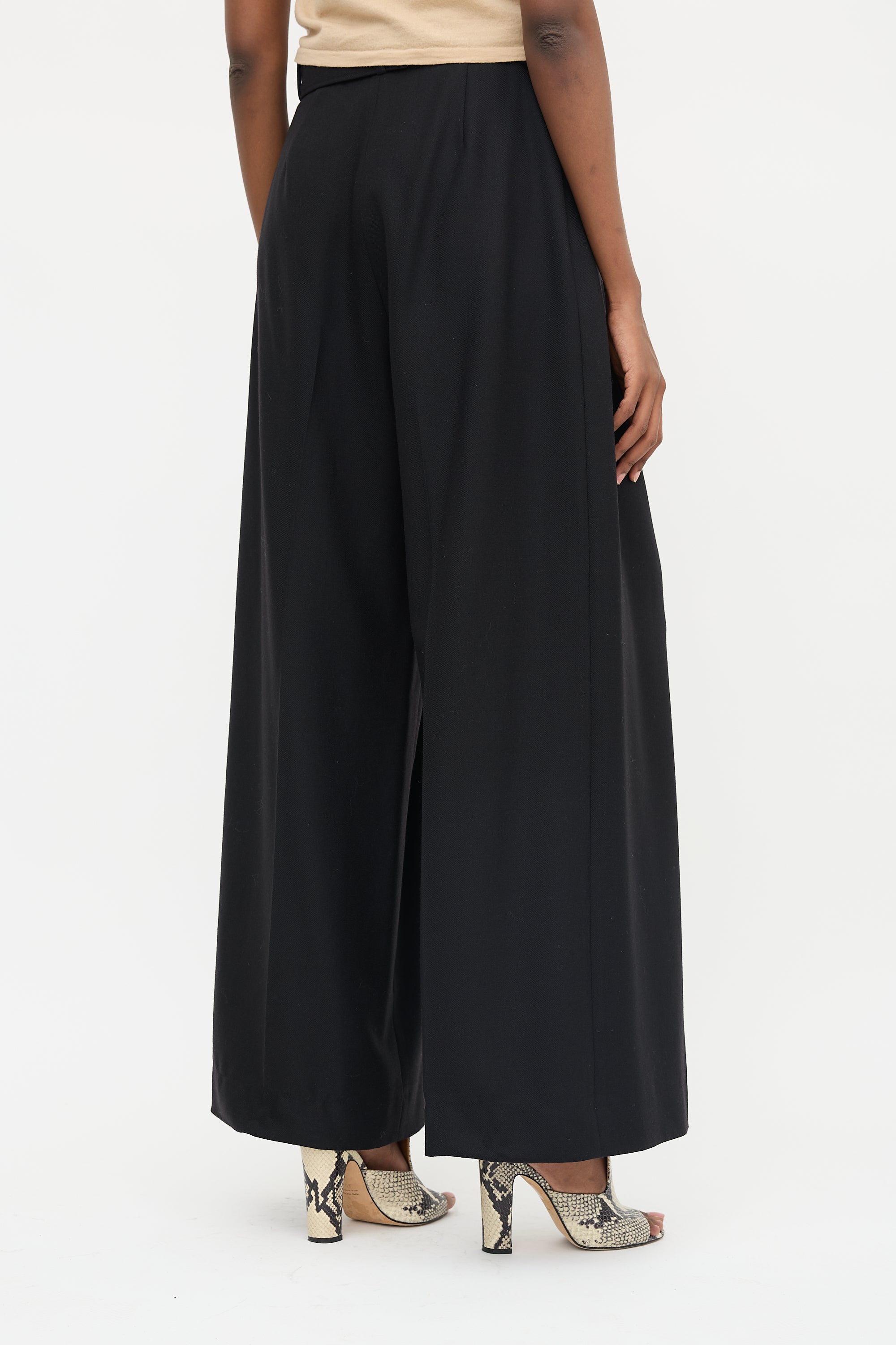 Brandon Maxwell Wool Twill Wide Leg Trouser