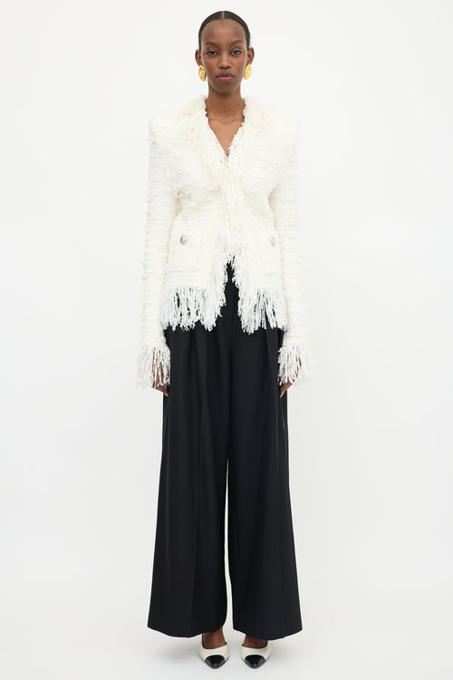 Balmain Knit Tweed Fringe Jacket