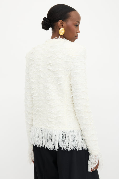 Balmain Knit Tweed Fringe Jacket