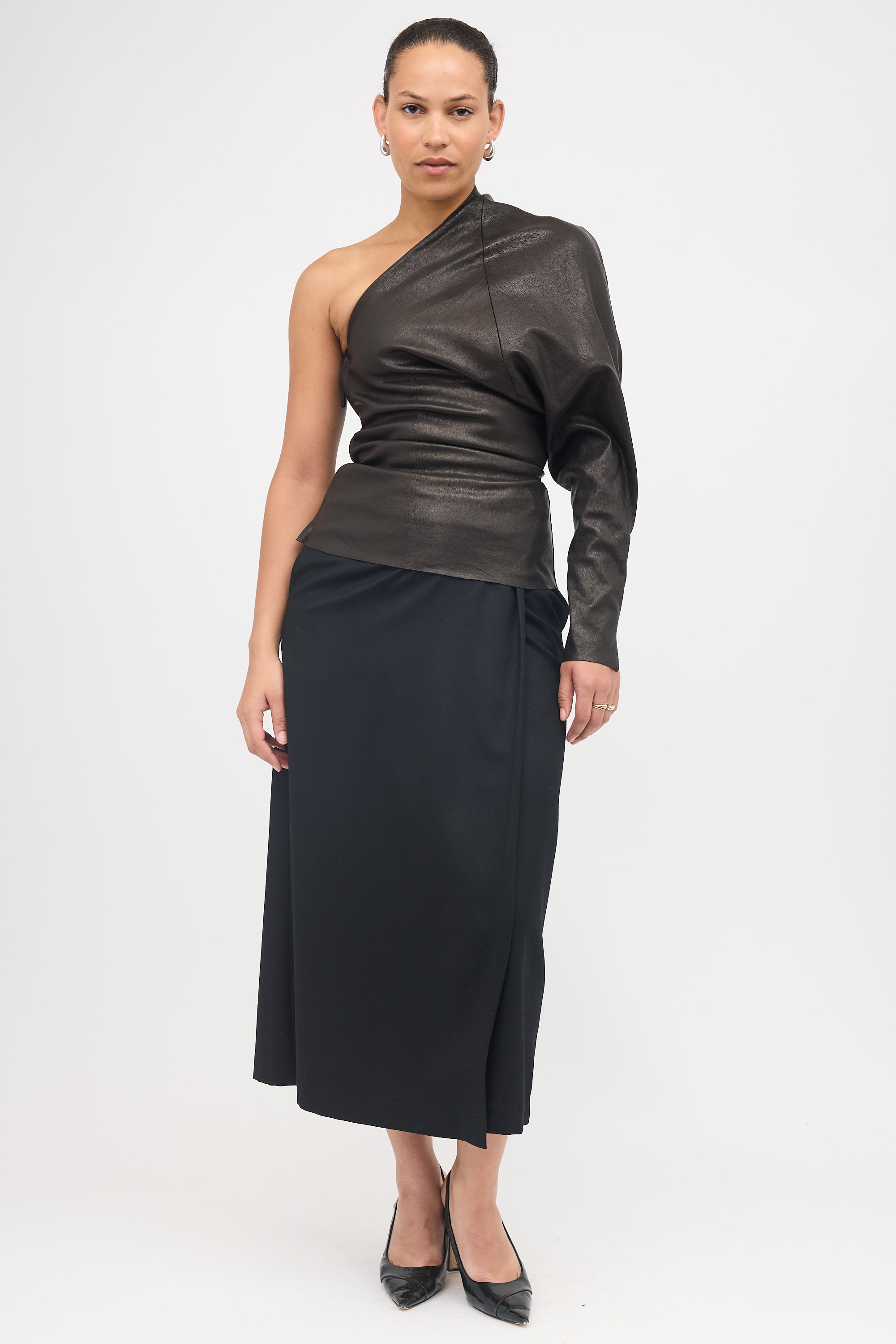Rick Owens Leather One Shoulder Top