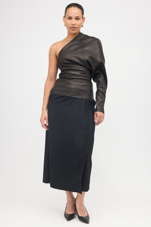 Rick Owens Leather One Shoulder Top
