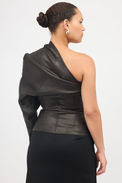 Rick Owens Leather One Shoulder Top