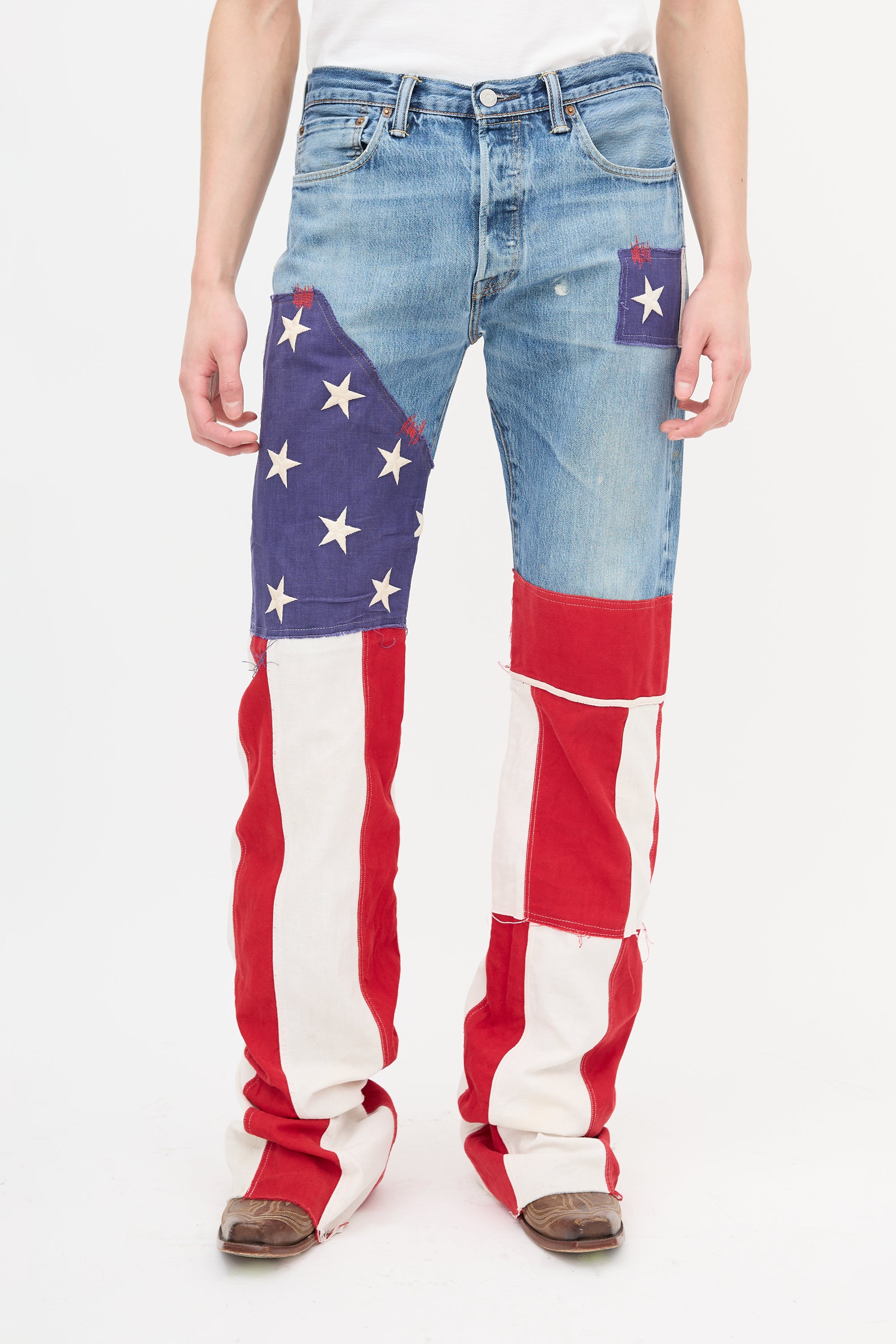 Ronald Van Der Kemp Fall 2024 Couture Flag Jeans