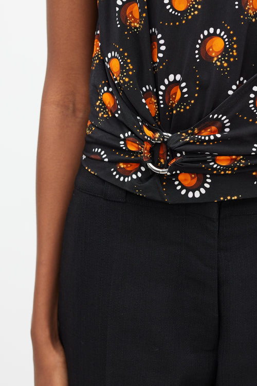 Rabanne Black & Orange Graphic Print O-Ring T-Shirt
