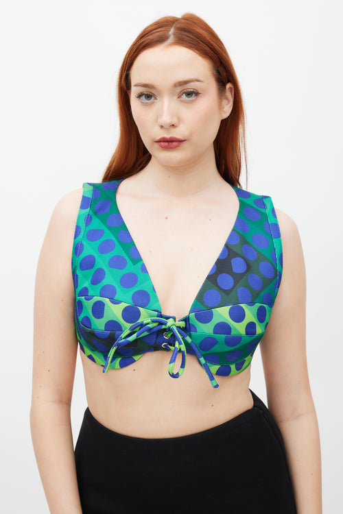 Rabanne Blue & Multicolour Polka Dot Top