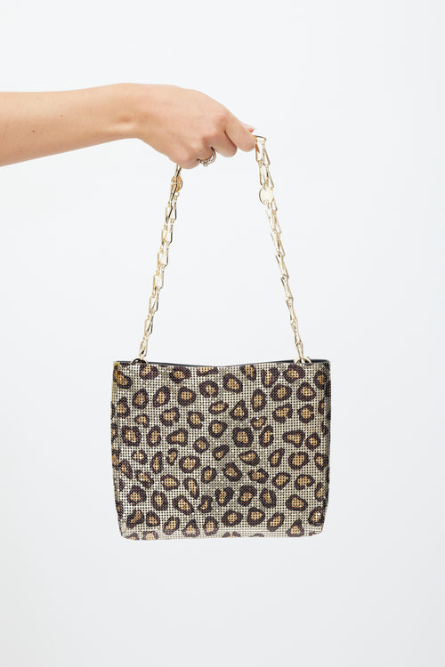 Rabanne Gold & Brown Metallic Pixel Mesh Bag