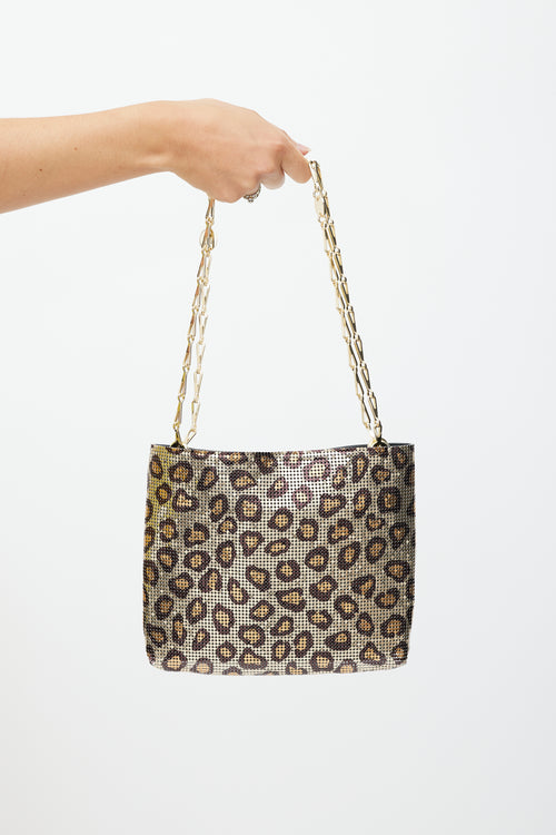 Rabanne Gold & Brown Metallic Pixel Mesh Bag
