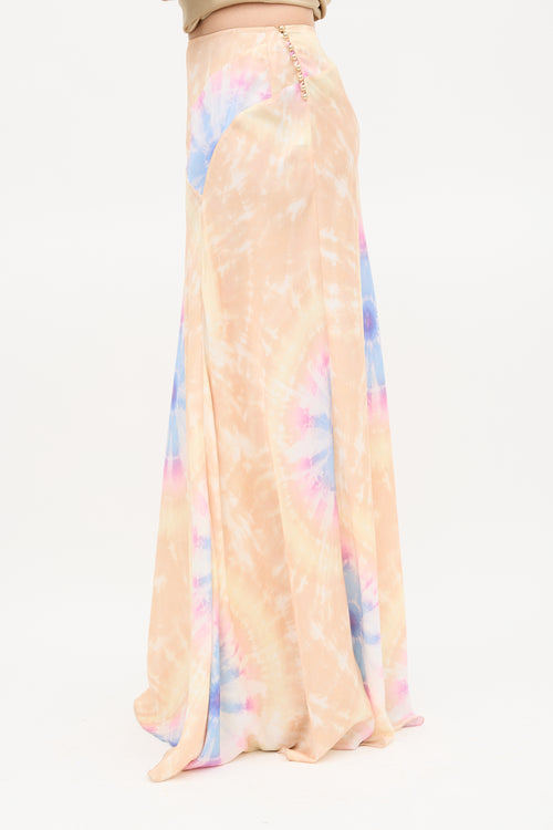 Rabanne Satin Tie Dye Maxi Skirt