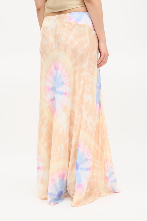 Rabanne Satin Tie Dye Maxi Skirt