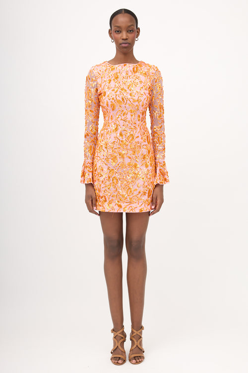 Rachel Gilbert Mesh Embellished Lupita Dress