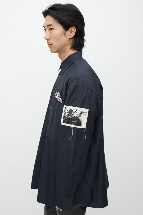 Raf Simons Black & Multicolour Nylon Patched Shirt