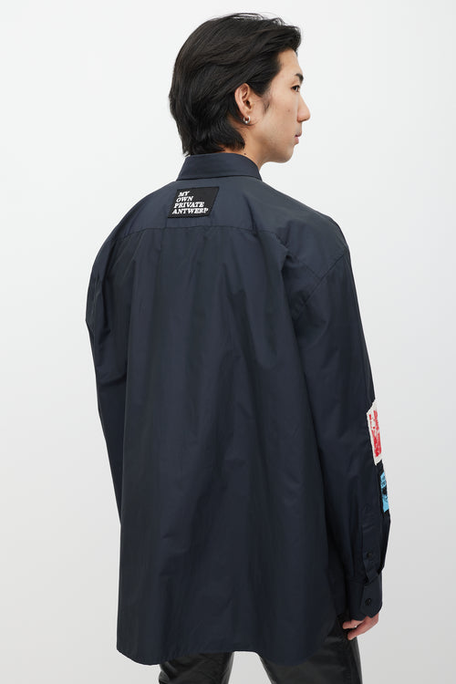 Raf Simons Black & Multicolour Nylon Patched Shirt