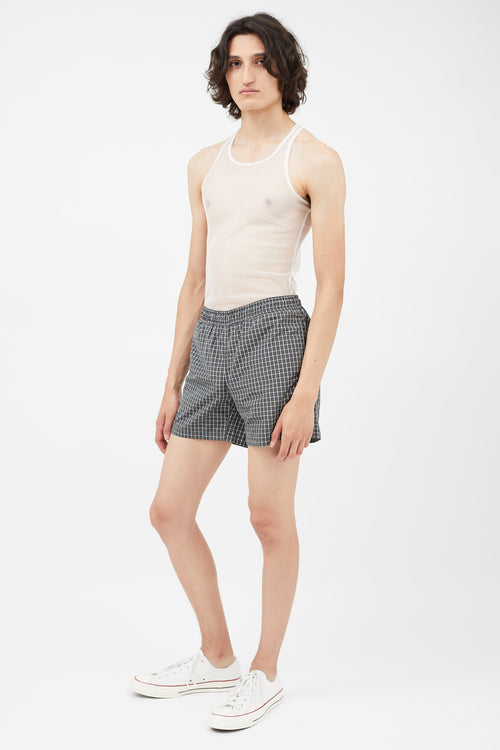 Raf Simons Black & White Plaid Swim Shorts