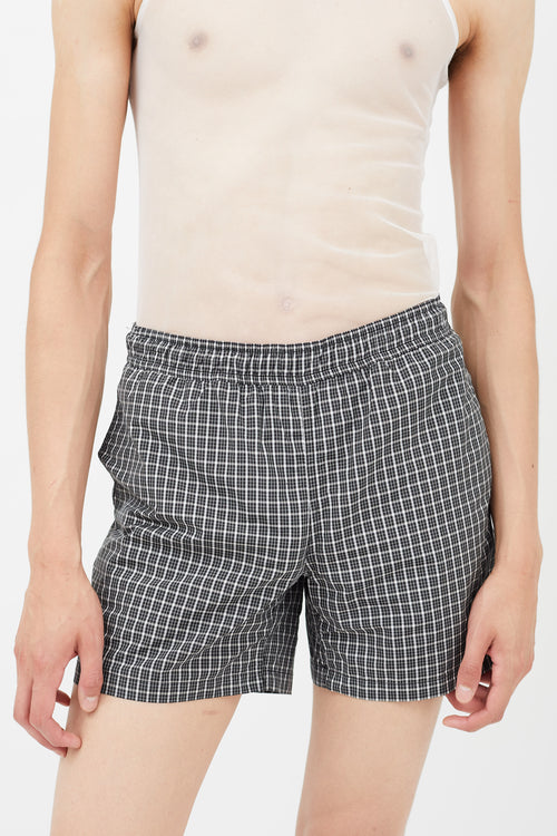 Raf Simons Black & White Plaid Swim Shorts