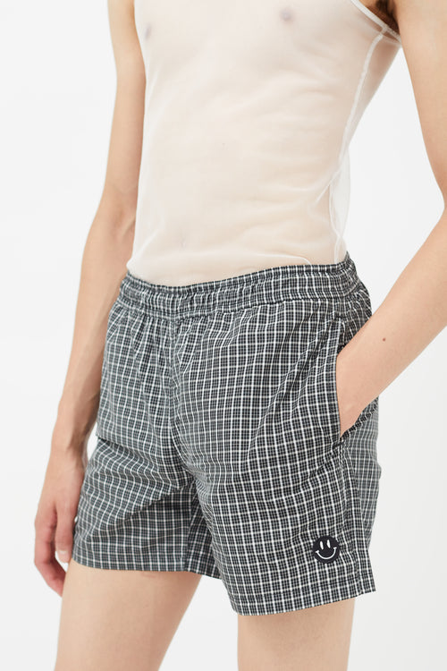 Raf Simons Black & White Plaid Swim Shorts