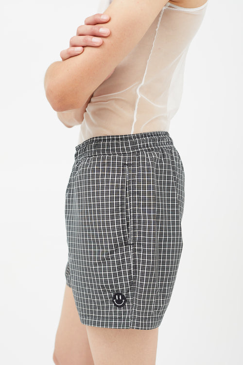 Raf Simons Black & White Plaid Swim Shorts