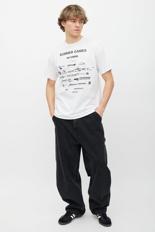 Raf Simons White & Black Summer Games Printed T-Shirt