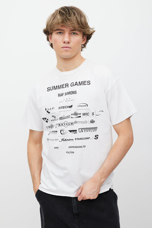 Raf Simons White & Black Summer Games Printed T-Shirt