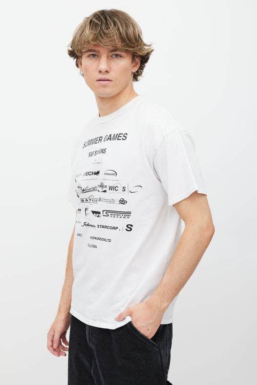 Raf Simons White & Black Summer Games Printed T-Shirt
