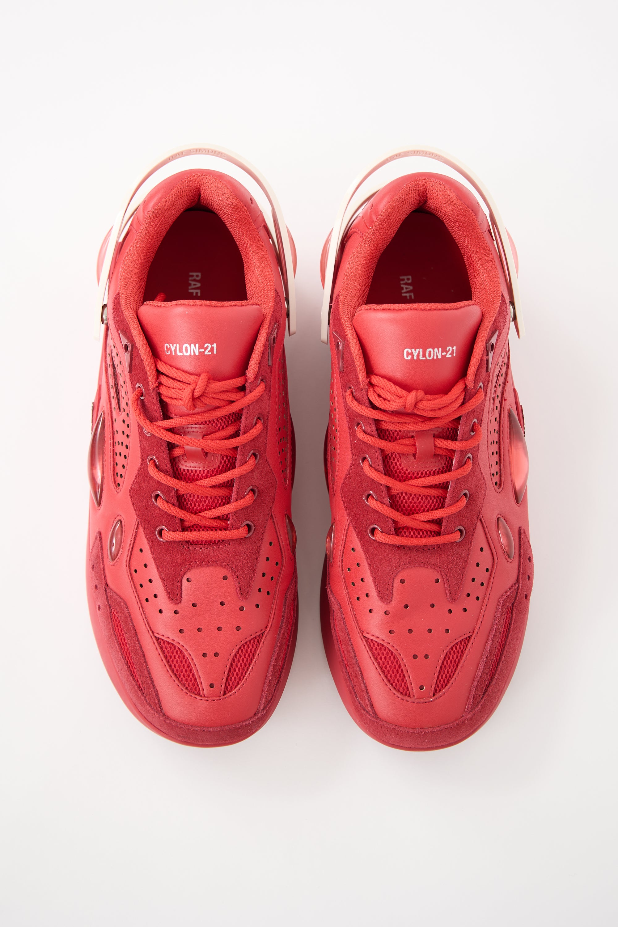 Raf Simons Red Leather Cyclone-21 Sneaker