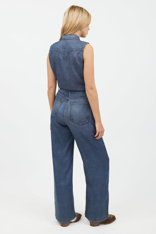 Rag & Bone Blue Faux Denim Jumpsuit