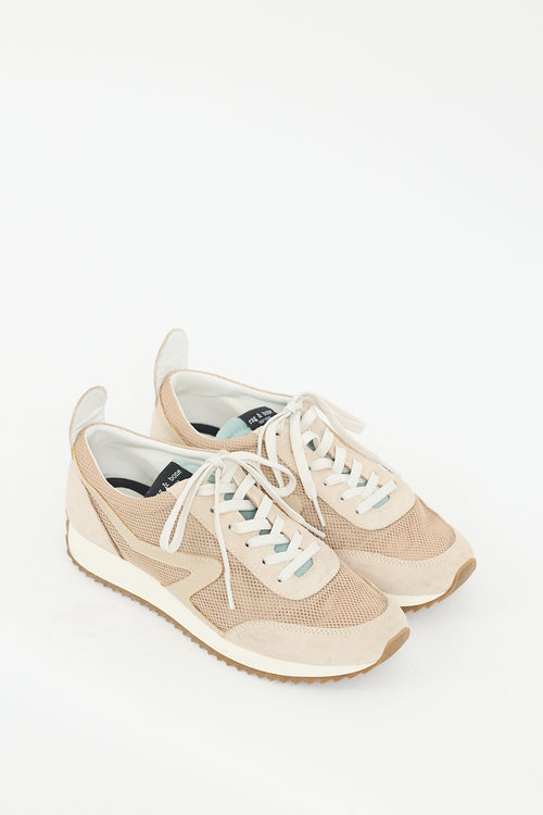Rag & Bone Beige & Green Mesh Retro Sneaker