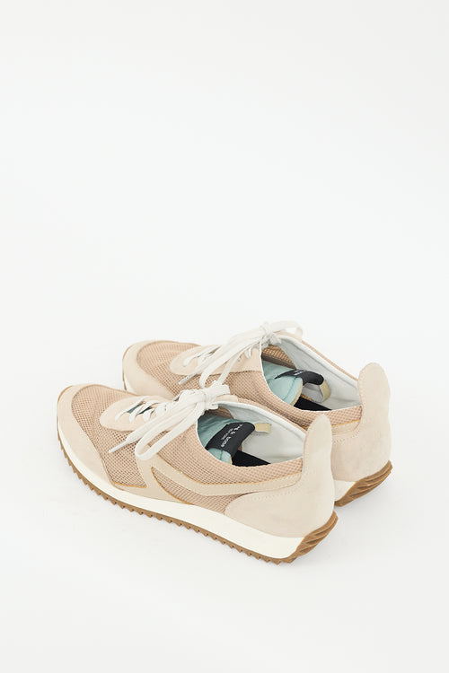 Rag & Bone Beige & Green Mesh Retro Sneaker