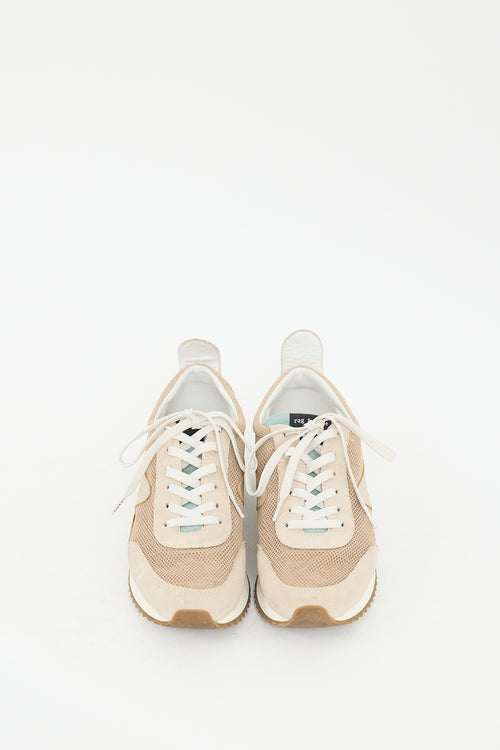 Rag & Bone Beige & Green Mesh Retro Sneaker