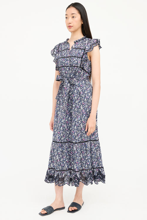 Rails Floral Belted Ruffled Dress