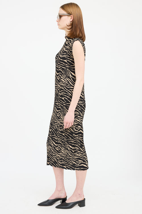 Rails Black & Cream Patterned Pleated Dress