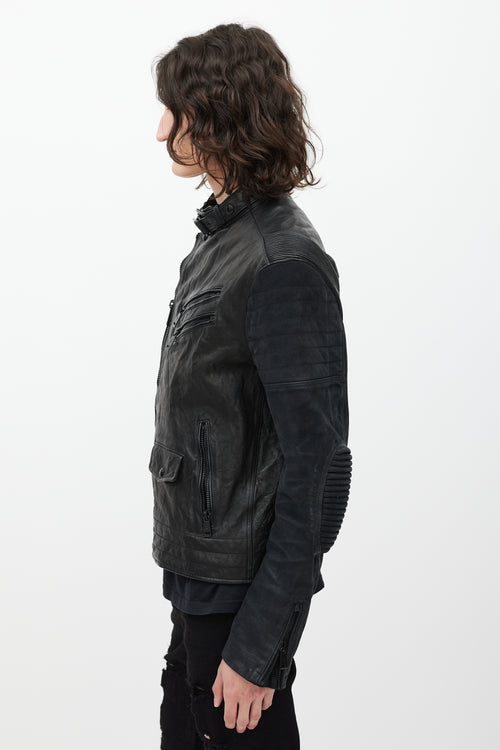Ralph Lauren Black Leather & Suede Zip Jacket