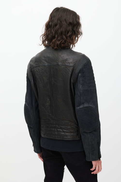 Ralph Lauren Black Leather & Suede Zip Jacket