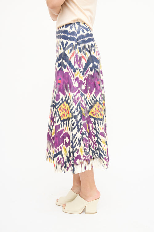 Ralph Lauren Purple & Multi Leather Fringe Skirt
