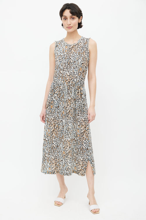 Raquel Allegra Brown Silk Print Dress