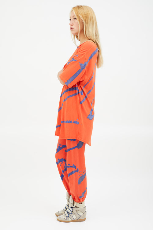 Raquel Allegra Red & Blue Splatter Print Co-Ord Set