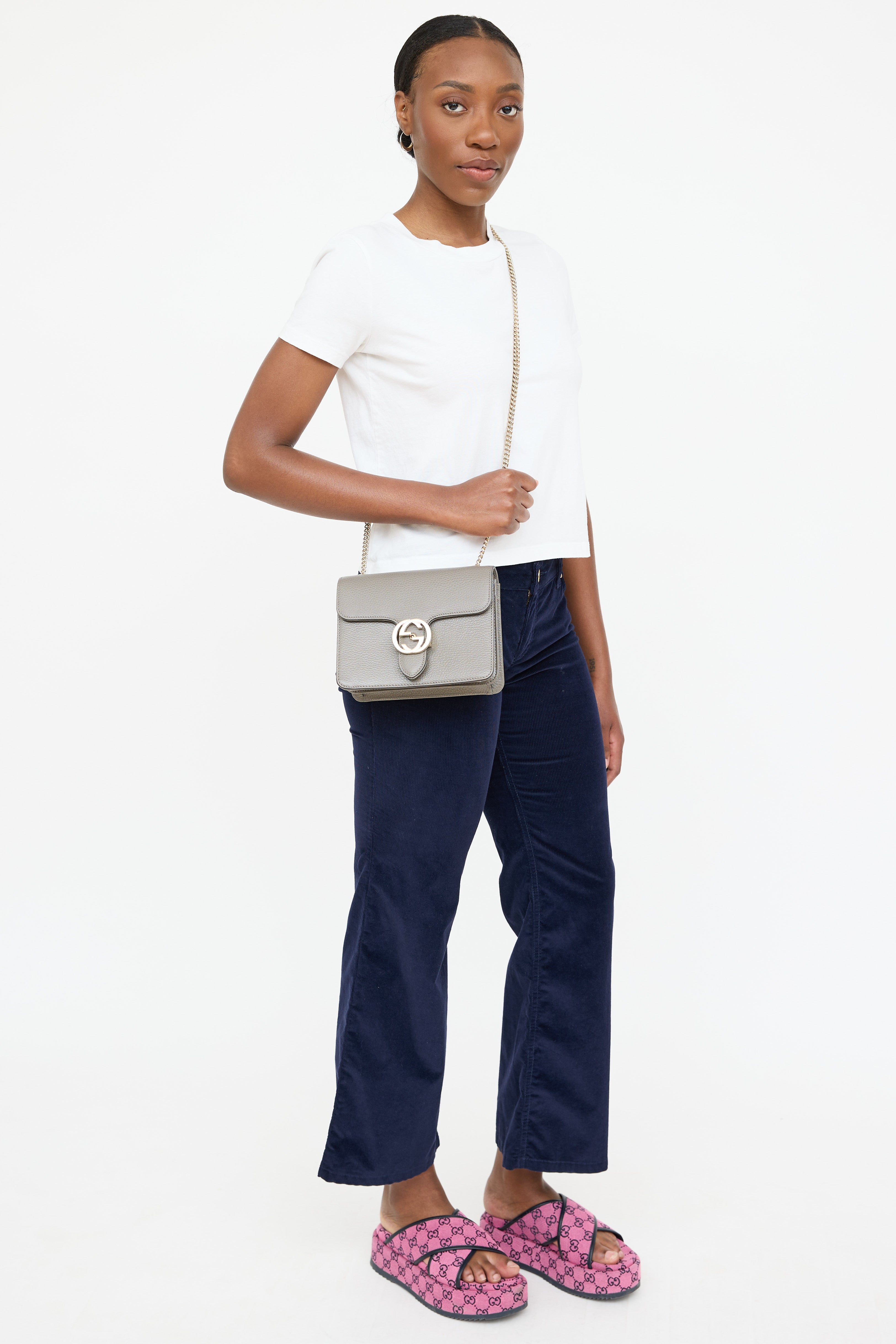 Gucci Leather Dollar Logo Bag