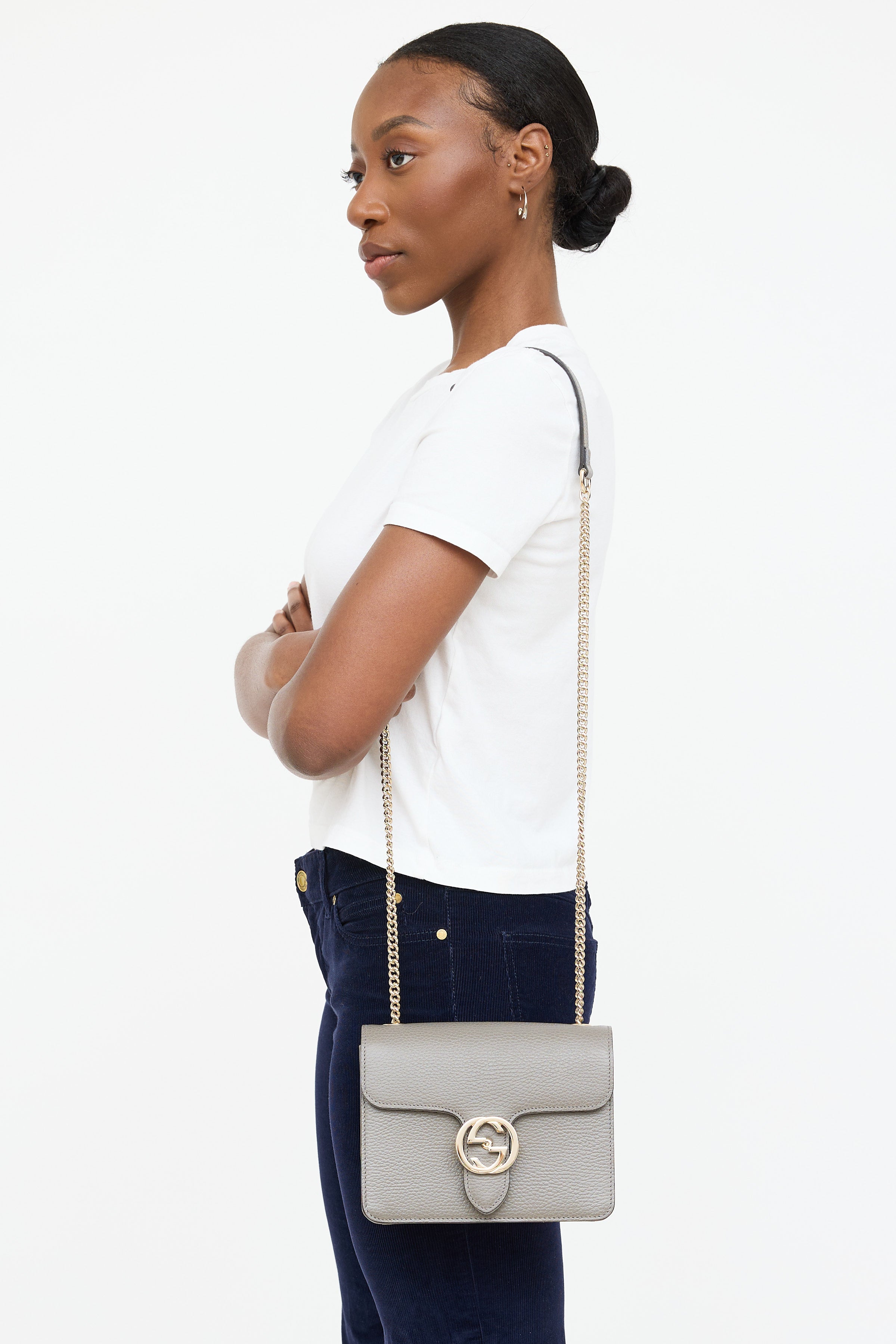 Gucci Leather Dollar Logo Bag