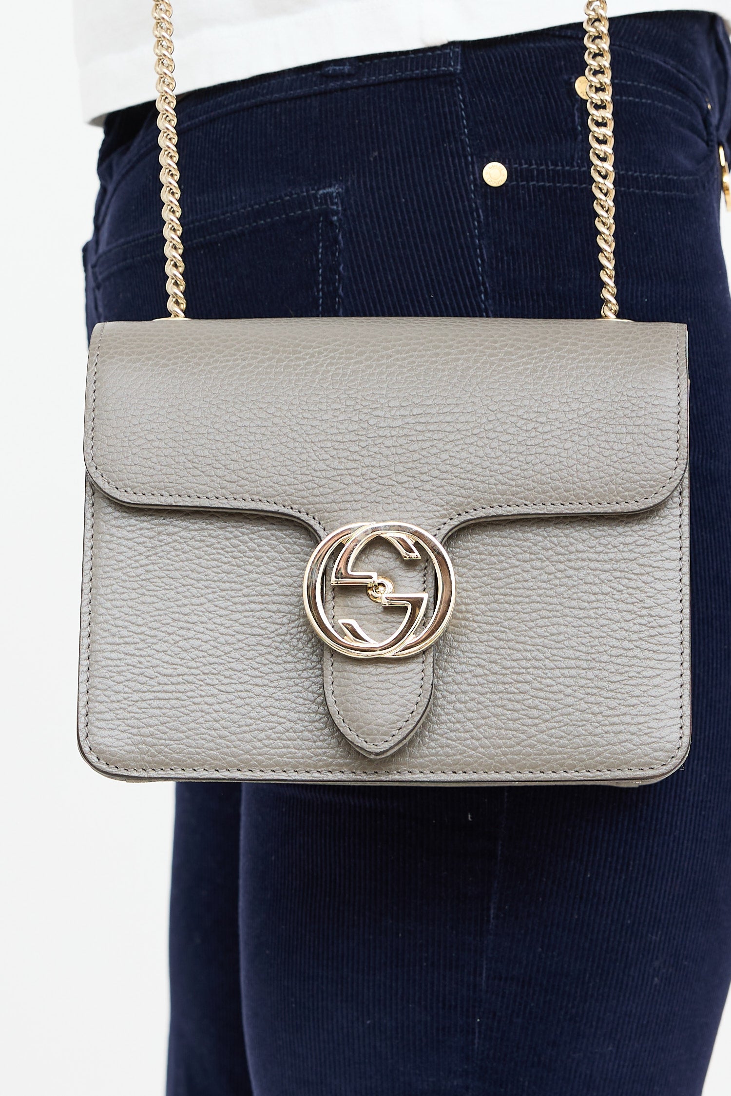 Gucci Leather Dollar Logo Bag