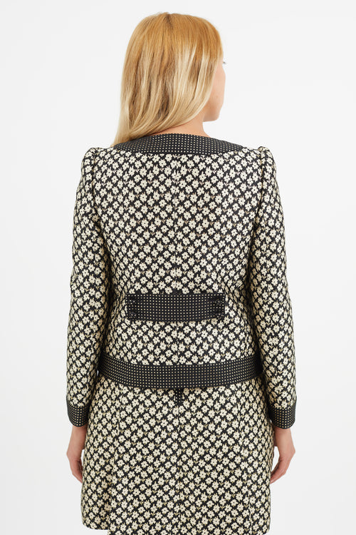 Red Valentino Black & Cream Floral Brocade Blazer