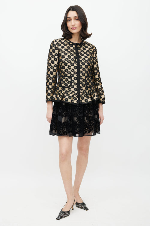 Red Valentino Black & Gold Floral Jacquard Jacket
