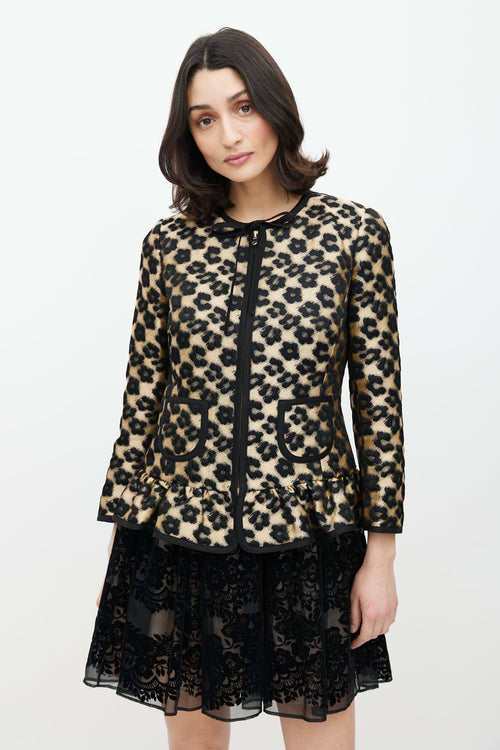 Red Valentino Black & Gold Floral Jacquard Jacket