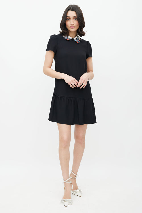 Red Valentino Black & Multicolour Embroidered Dress