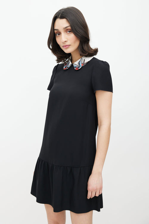 Red Valentino Black & Multicolour Embroidered Dress
