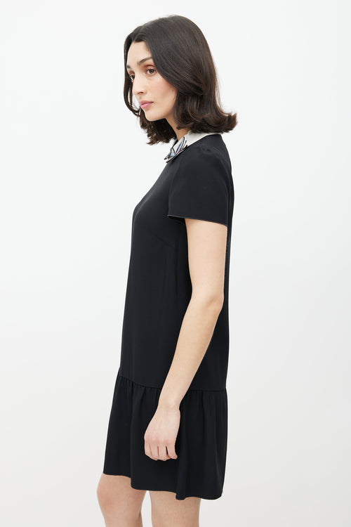 Red Valentino Black & Multicolour Embroidered Dress