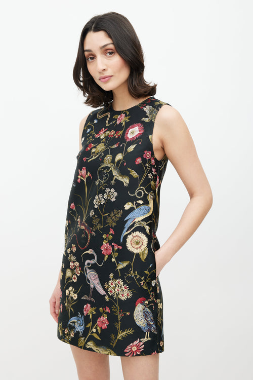 Red Valentino Black & Multicolour Floral Jacquard Dress