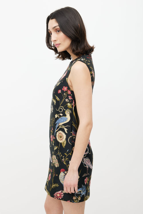 Red Valentino Black & Multicolour Floral Jacquard Dress