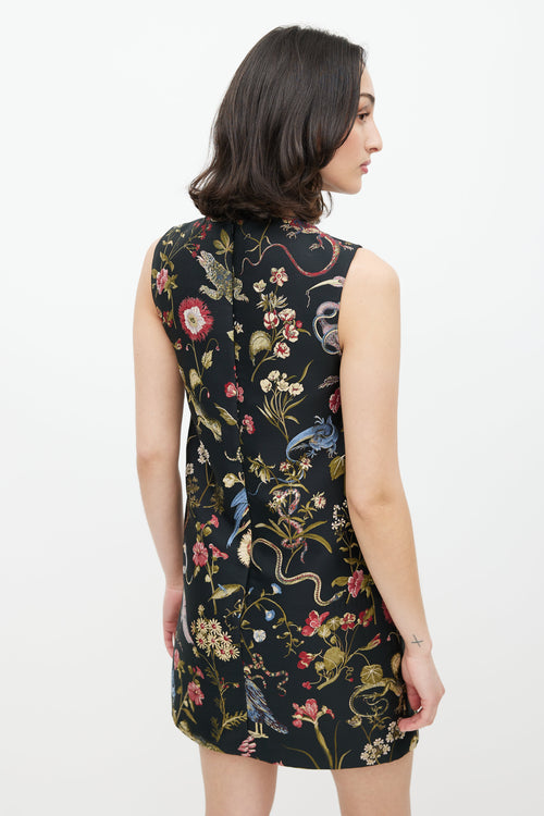 Red Valentino Black & Multicolour Floral Jacquard Dress