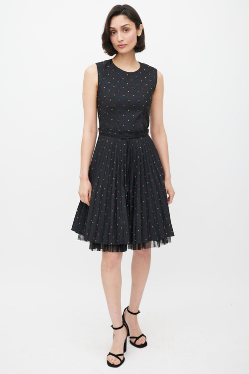 Red Valentino Black & Multicolour Pleated Star Dress