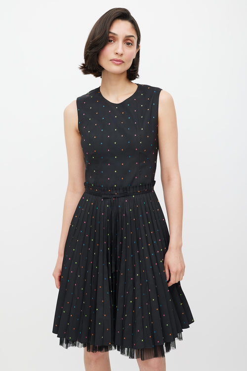 Red Valentino Black & Multicolour Pleated Star Dress