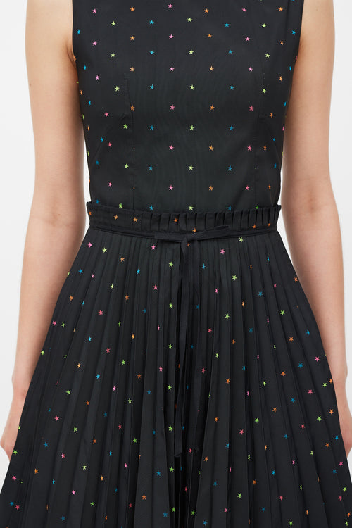 Red Valentino Black & Multicolour Pleated Star Dress